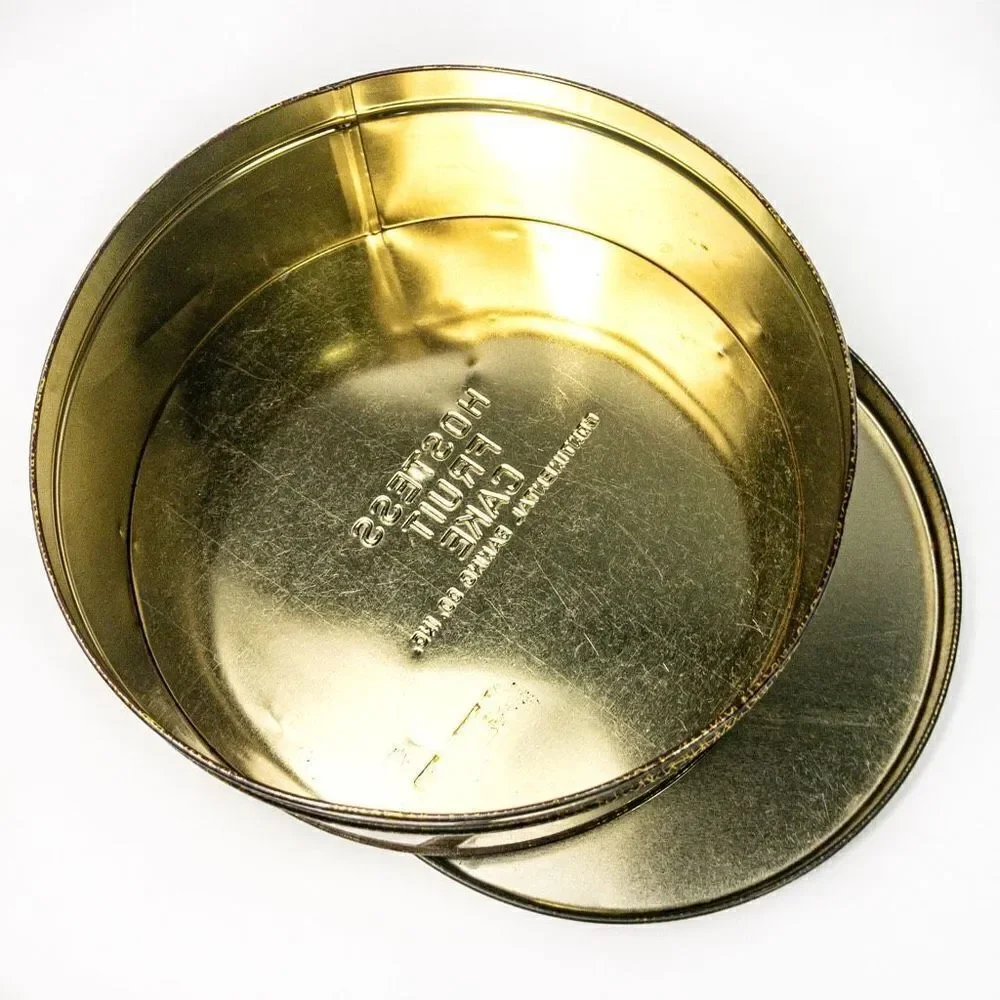 Antique Hostess Fruit Cake Tin 8” Round